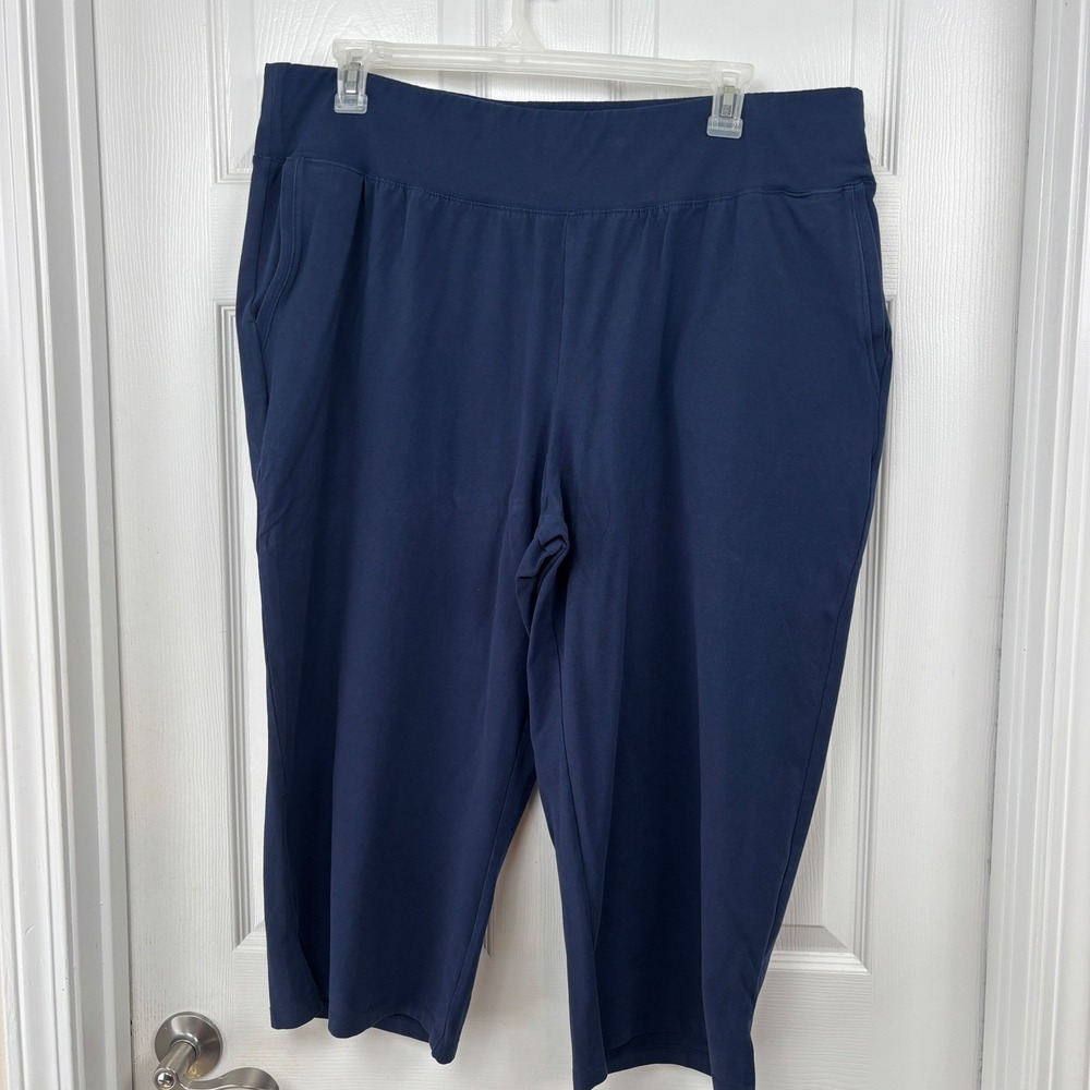 Catherines Suprema Collection Navy Blue Cropped Pants 2X 22/24W Stretch Capris